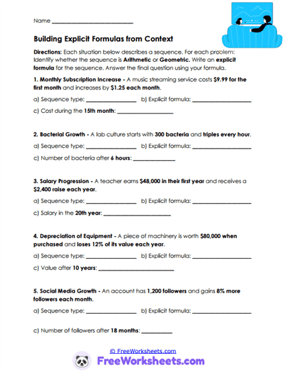 Formula Builder Worksheet