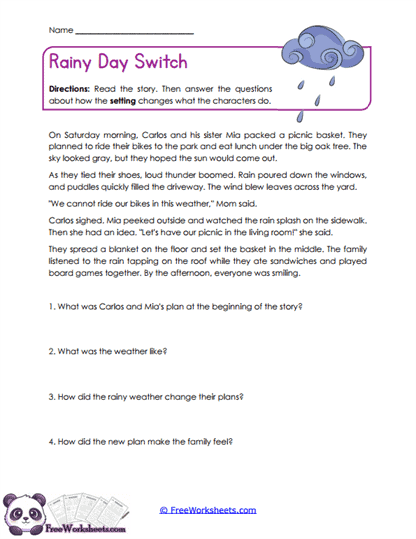 Rainy Day Switch Worksheet
