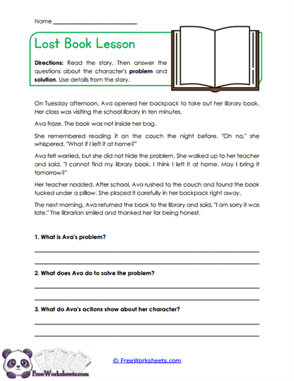 Lost Book Lesson Worksheet