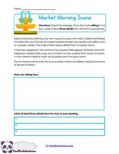Market Morning Scene Worksheet