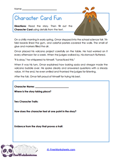 Character Card Fun Worksheet