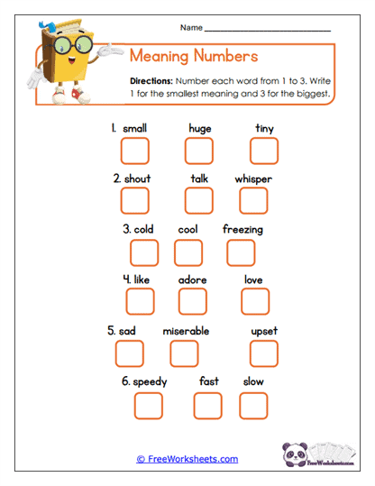 Meaning Numbers Worksheet