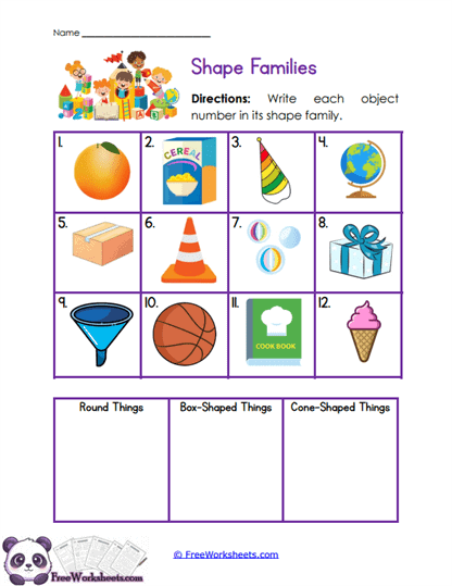 Shape Families Worksheet