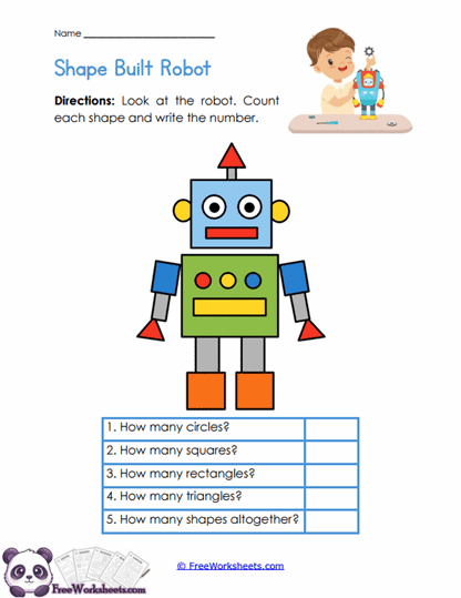 Robot Shapes Worksheet