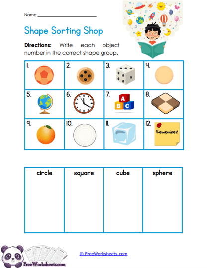 Shape Sorting Worksheet