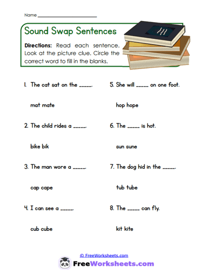 Sound Swap Sentences Worksheet