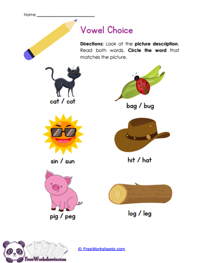 Short Vowels Kindergarten Worksheet Collection