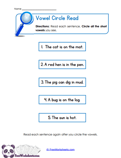 Vowel Hunt Worksheet