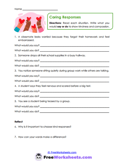 Caring Responses Worksheet