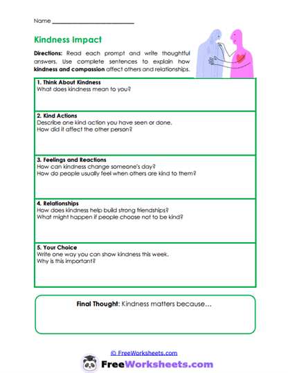 Kindness Effects Worksheet