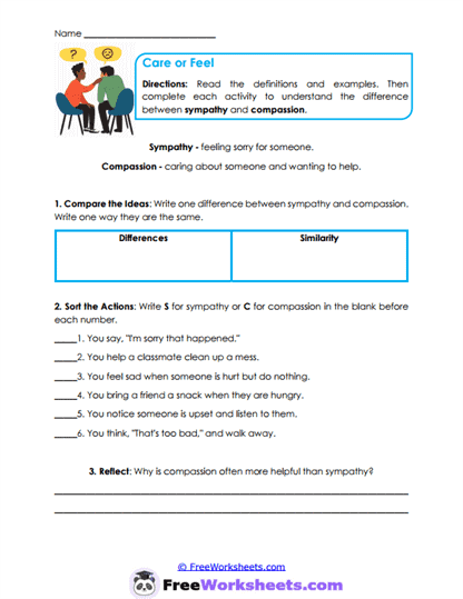 Compassion Difference Worksheet