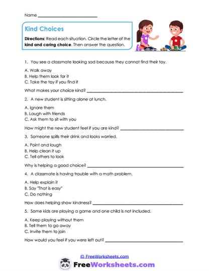 Caring Choices Worksheet
