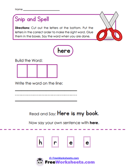 Snip and Spell Worksheet