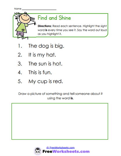 Find and Shine Worksheet