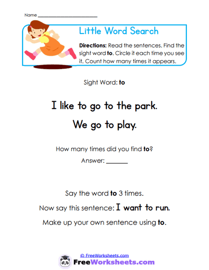 Little Word Search Worksheet