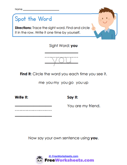Spot the Word Worksheet