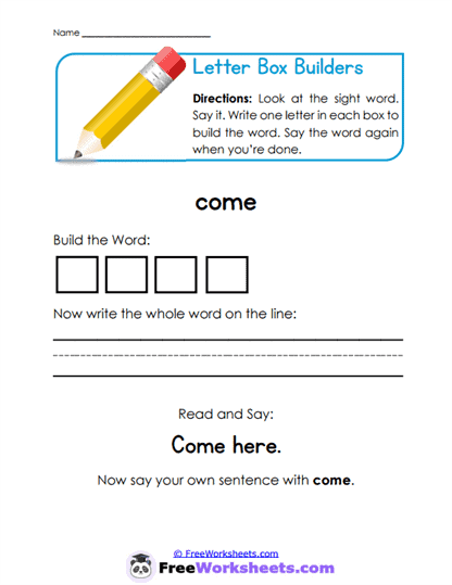 Letter Box Builders Worksheet