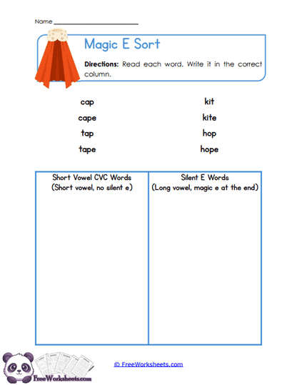Magic Sort Worksheet