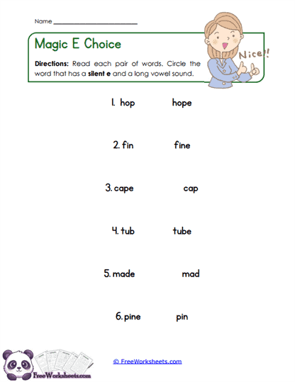 Magic Choice Worksheet