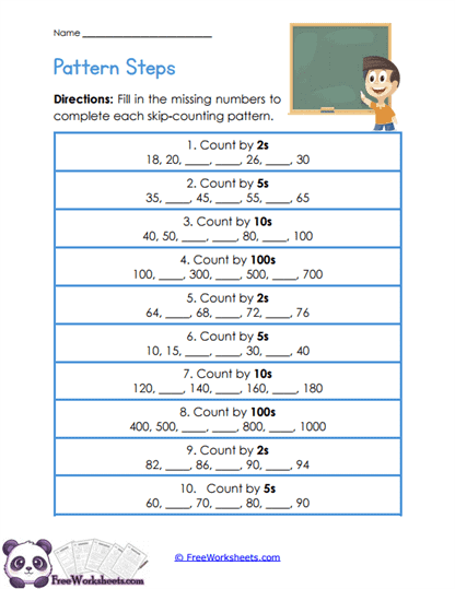 Counting Steps Worksheet