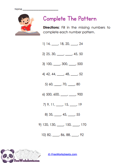 Sequence Fill-In Worksheet