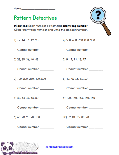 Pattern Repair Worksheet