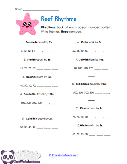 Reef Counting Trails Worksheet