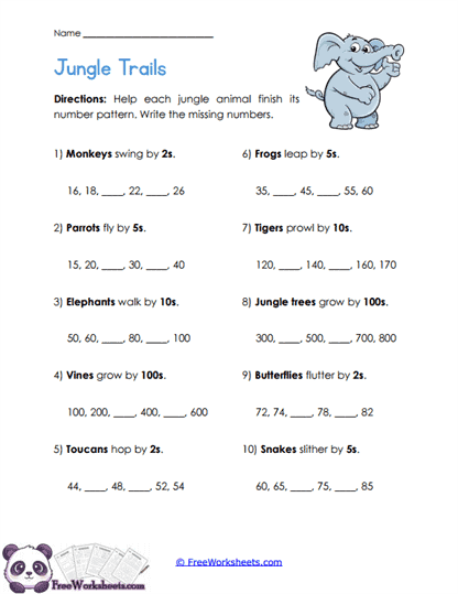 Jungle Number Trails Worksheet