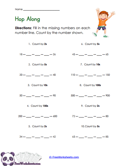 Number Line Hops Worksheet