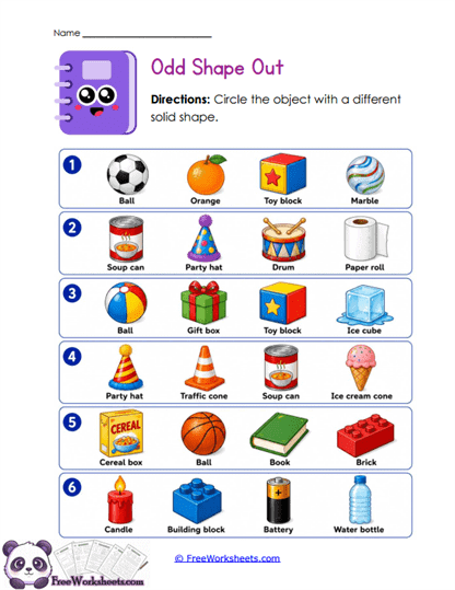 Solid Oddity Worksheet