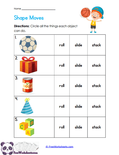 Shape Actions Worksheet