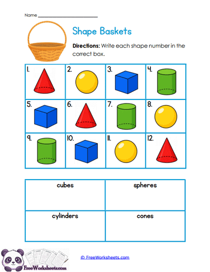 Shape Baskets Worksheet