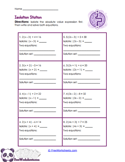 Isolate First Worksheet