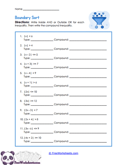 Boundary Sort Worksheet