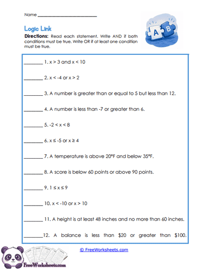 Logic Links Worksheet