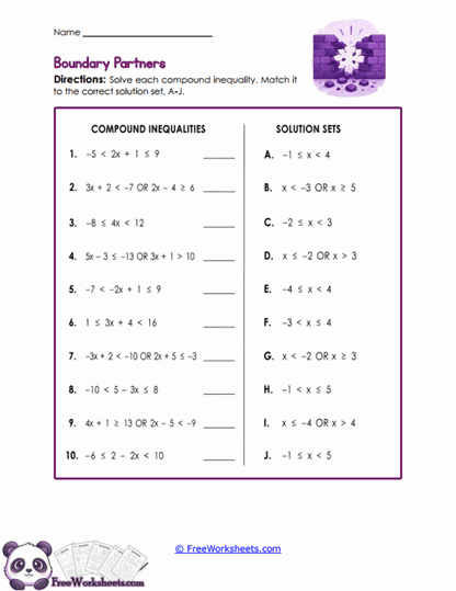 Solving Compound Inequalities 9th Grade Math Worksheet Collection