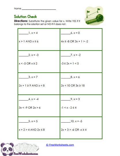 Solution Check Worksheet