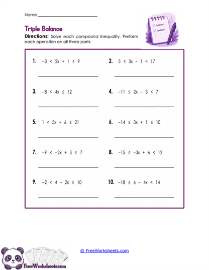 Triple Balance Worksheet