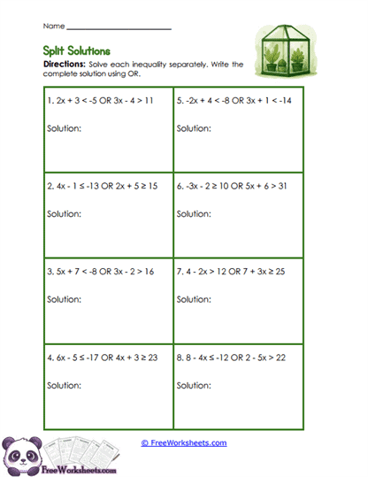 Split Solutions Worksheet