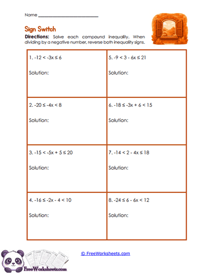 Sign Flip Worksheet