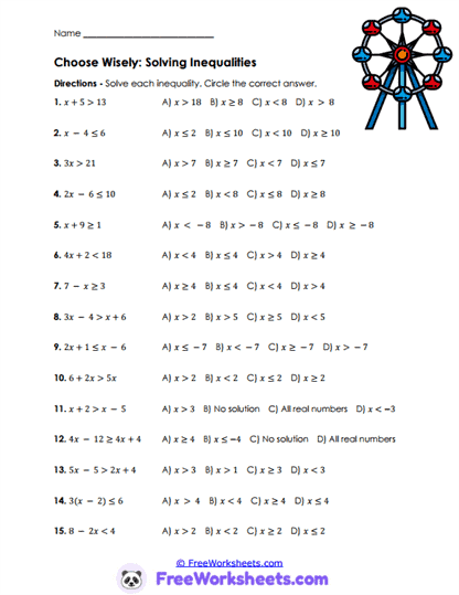Smart Choices Worksheet