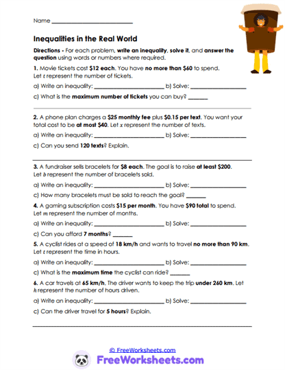 Real Limits Worksheet