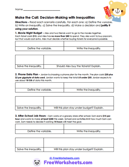 Budget Calls Worksheet