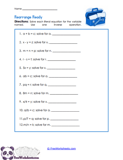 Variable Moves Worksheet