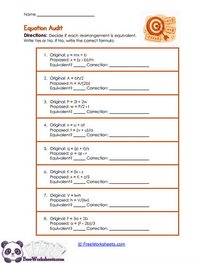 Formula Audit Worksheet