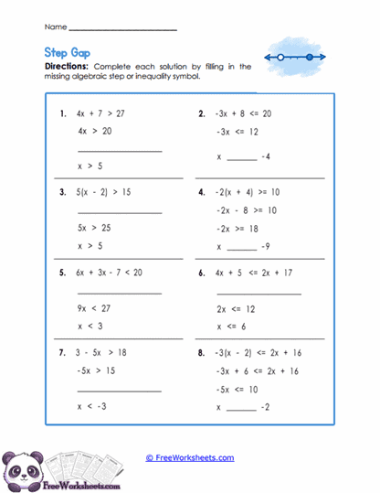Step Gaps Worksheet