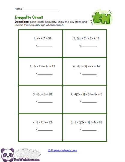Inequality Circuit Worksheet