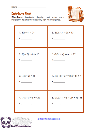 Distribute First Worksheet