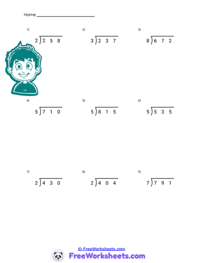 Remainder Grid Worksheet