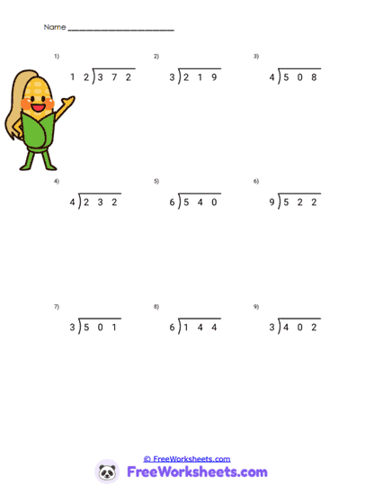 Division Drill Worksheet